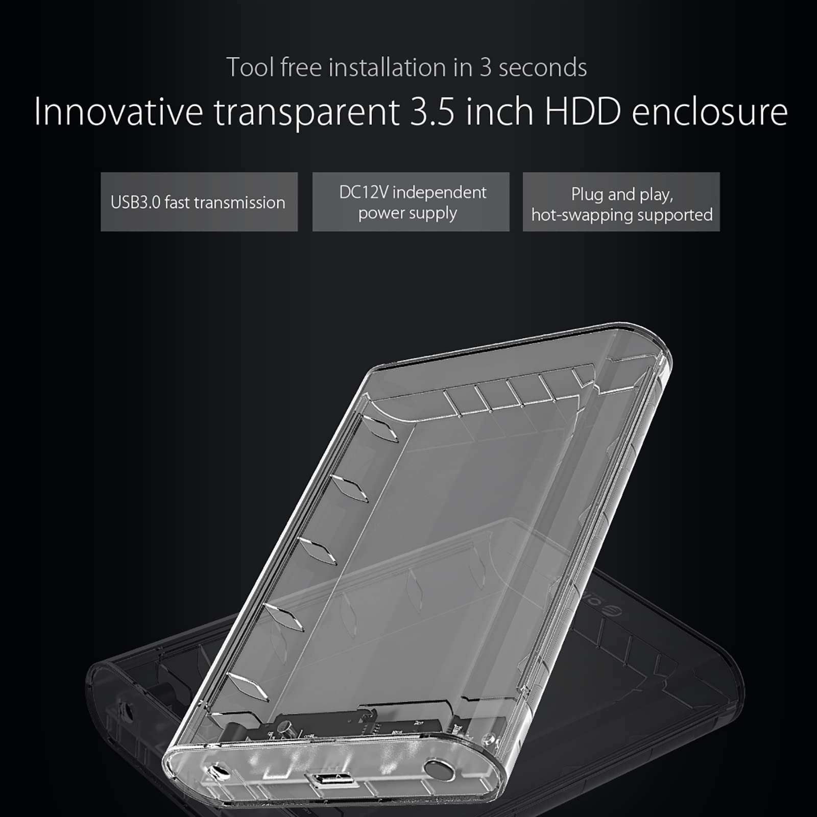 Obudowa Dysku Twardego, 3.5 ''HDD USB3.0 Do Obudowy Dysku Twardego SATA Do 2.5/3.5 Cala HDD SSD Box Adapter HD, Obsługa UASP, Obsługa Dużej Pojemności 8 TB