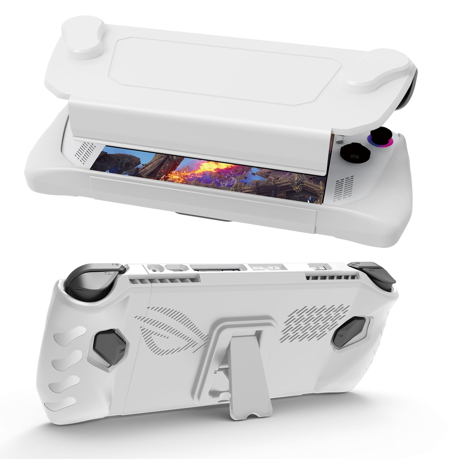 Full Case for ASUS Rog Ally 2023, Protective Case Skin with Detachable Front Shell Cover and Kickstand for Rog Ally,Shockproof/Non-Slip/Anti-Collision, White