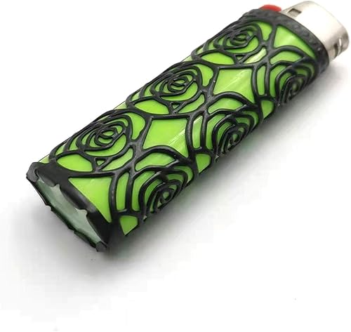 Miniatura 31 de Funda de metal para encendedor BIC J6 (diseño hueco para encendedor BIC de tamaño completo (floral negro hueco) Floral Hollow-negro,Floral