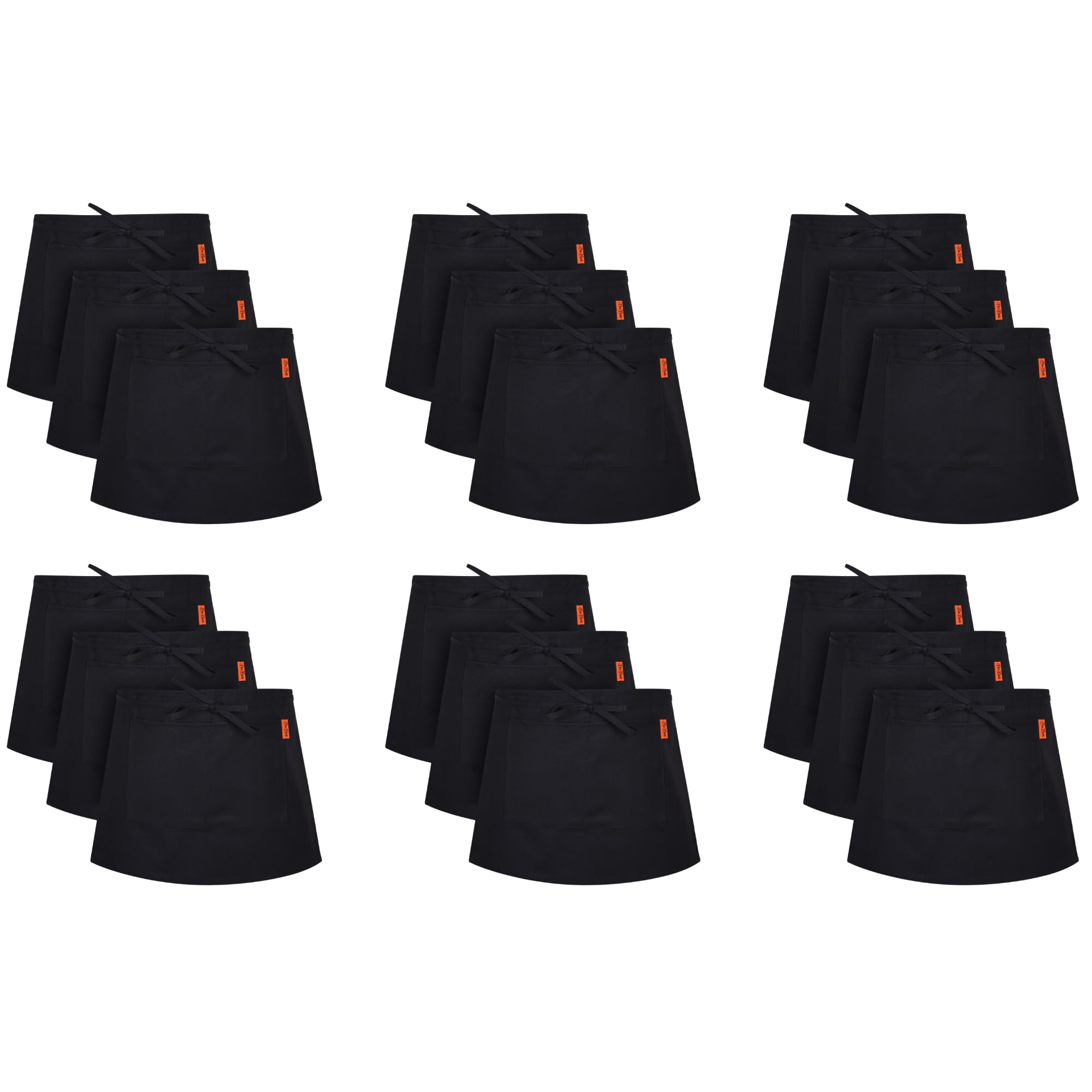 Be Buz Men's Black Waist Apron, Waiter Waitress Aprons With 2 Pockets Bistro Restaurant Gardening Half Apron For And Wo (18, )
