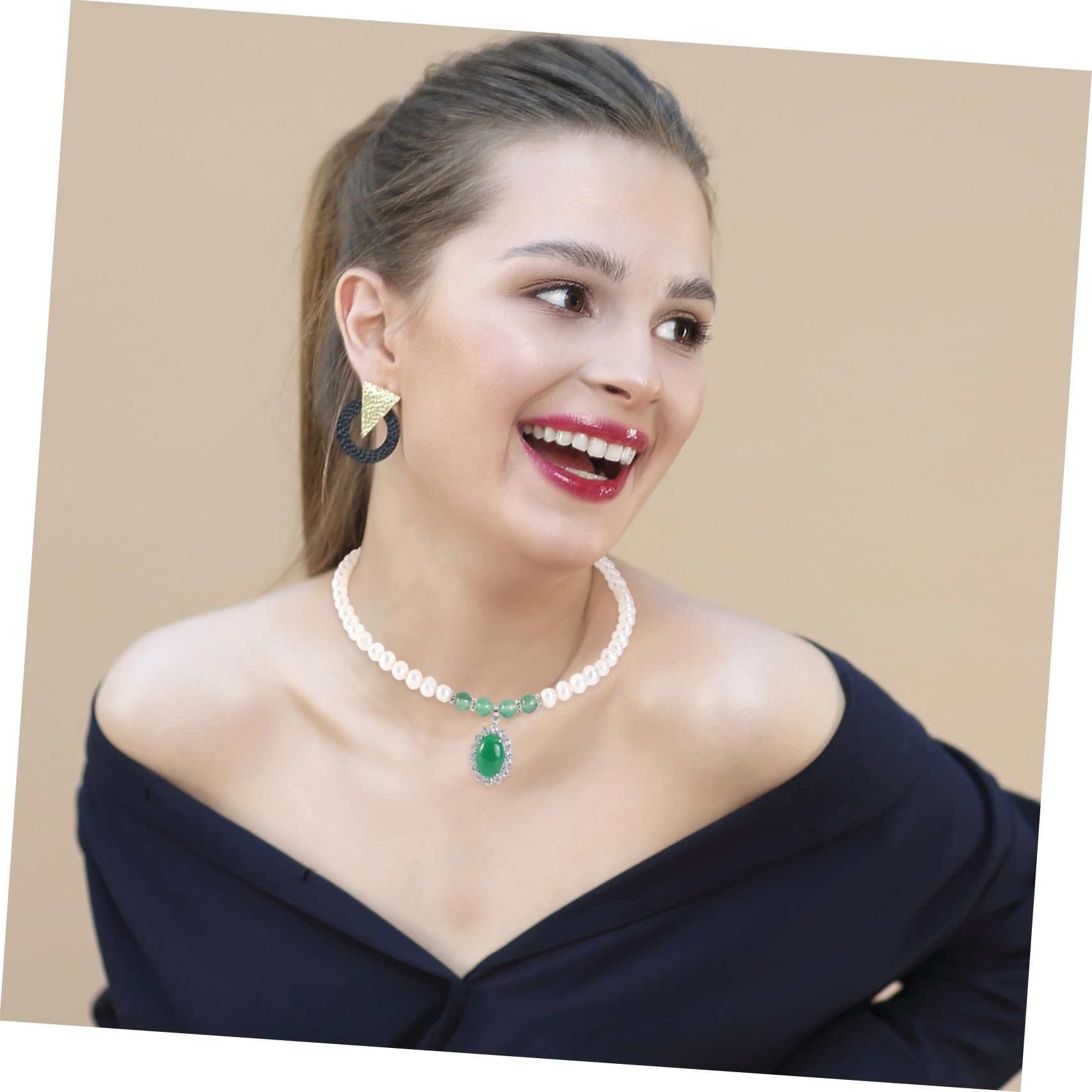 1set Collana Di Perle Naturali Di Con Pendente Elegante Per La Festa Della Mamma Accessorio Chic Per Occasioni Speciali e Uso Quotidiano Include Scatola e Certificato