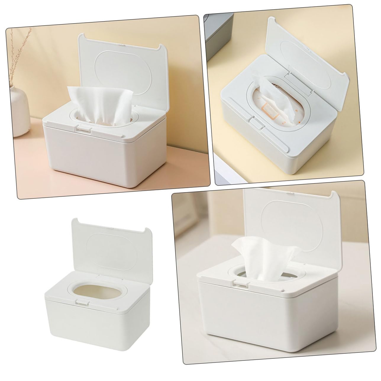 2 piezas Dispensador de Toallitas Húmedas para Caja Sellada Reutilizable para Toallitas Secas y Húmedas Diseño Portátil y Moderno para Baño y Hogar Almacenamiento Multifuncional