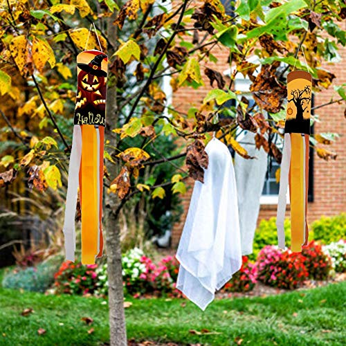 40 Inch Halloween Pumpkin Ghost Windsock Flag, Halloween Windsock Outdoor Hanging Decoration for Front Yard Patio Lawn Garden Party Decor