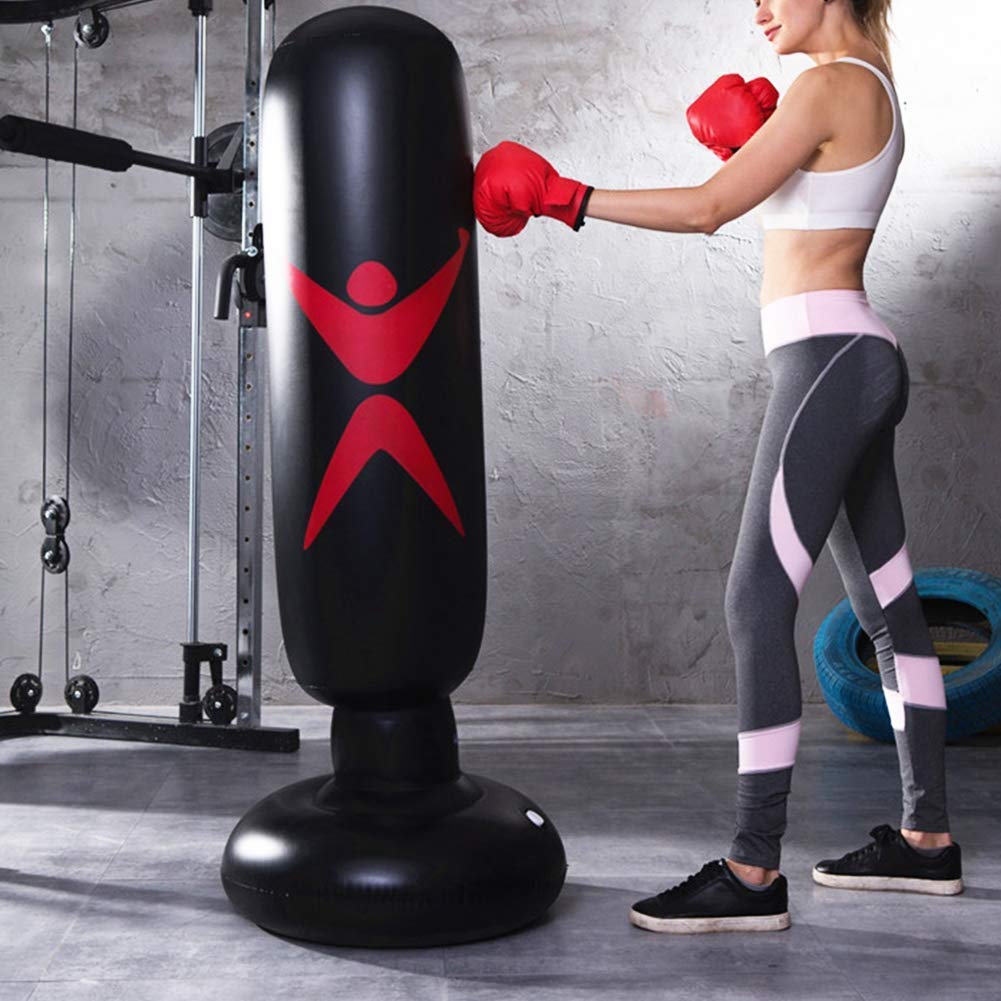 Sac de Frappe Gonflable Debout, Colonne de Frappe pour Enfants et Adultes à partir de 6 Ans, pour Karaté, Taekwondo, MMA