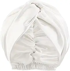 Touca de cetim de seda ajustável para enrolar o cabelo, touca de dormir de camada dupla, turbante noturno