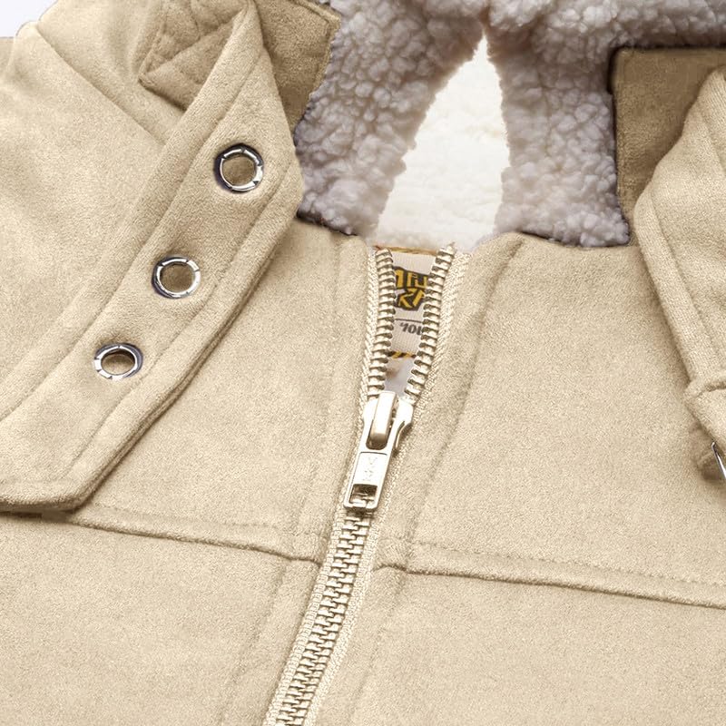 Image of CAHOOT Men's Front Zipper Jacket with Fleece for Casual Wear | Long Sleeve | High Neck | Zipper Closure | Suede Jacket Crafted with Comfort Fit for Everyday Wear