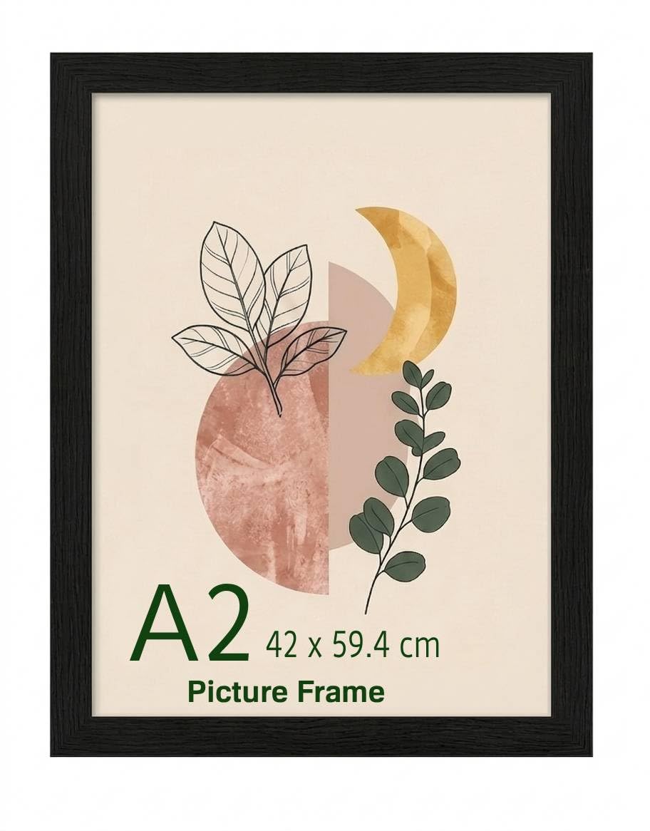 Poster Mount A2 42 x 59.4 cm – Black MDF Wood Picture Frame - Shatterproof Acrylic Glazing for Safe Display - Dual-Orientation Wall Hanging — image 1