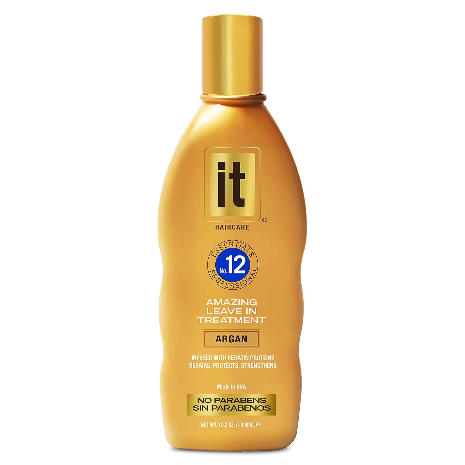 IT Essentials No. 12 Leave-In Argan Oil Treatment –Professional-Grade Infused with Keratin and Argan Oil for Soft Hair and Added Shine - Conditioner Strengthens & Protects Dry & Damaged Hair