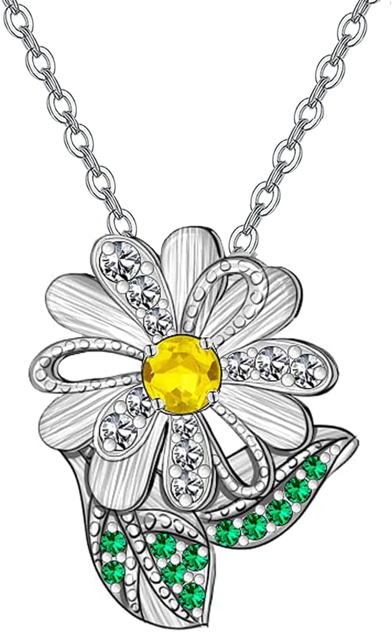KINGWHYTE Daisy Necklace 925 Sterling Silver Flower Necklace for Women Daisy Pendant Jewelry Birthday Mothers Day Gift for Women