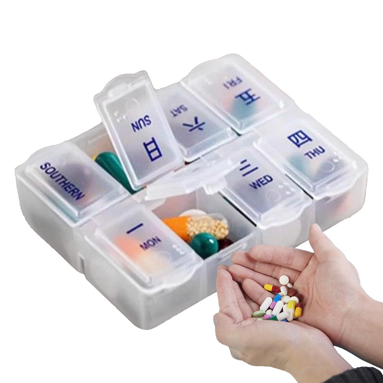 MRKU Trousse de Premiers Secours familiale, Armoire à Pharmacie Portable, pilulier, Porte-comprimés Facile à Ouvrir