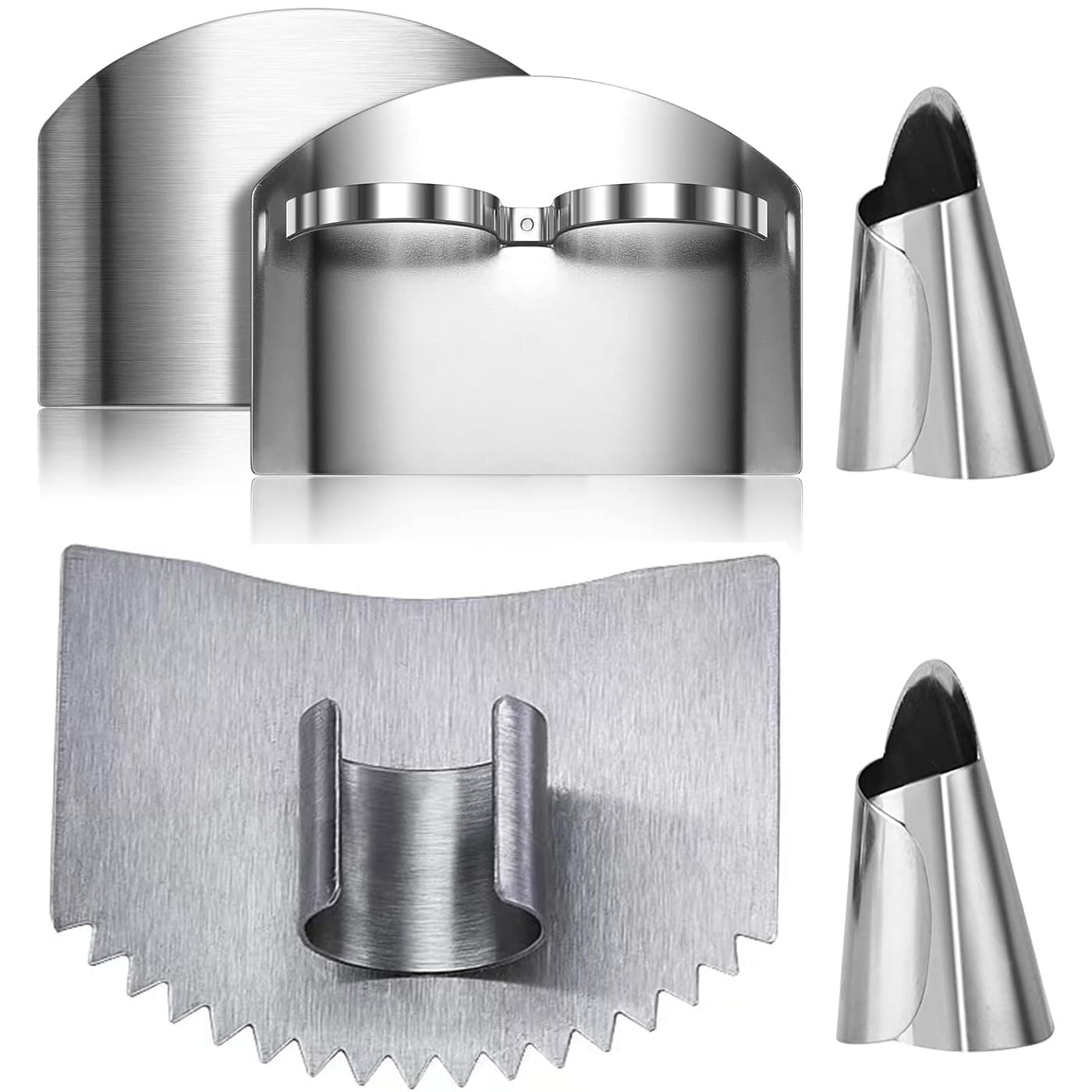 BKAEIMSTWR 4PCS Finger Guard for Cutting Vegetables, Stainless Steel Finger Protector, Thumb Guard Peelers for Onion Holder Slicer Kitchen Tool Avoid Hurting When Slicing and Chopping