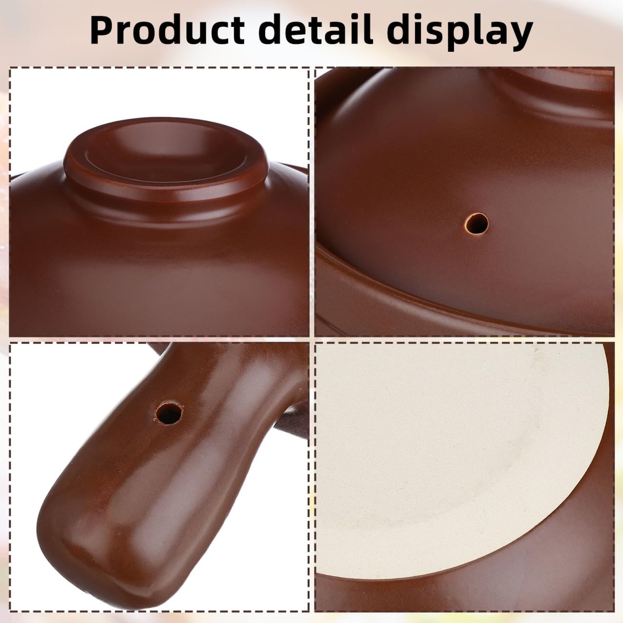 Casseruola Tradizionale in Terracotta Marrone Resistente al Calore con Coperchio, Pentola per Riso e Stufati, per Cucinare Pasti Casalinghi senza Crepe