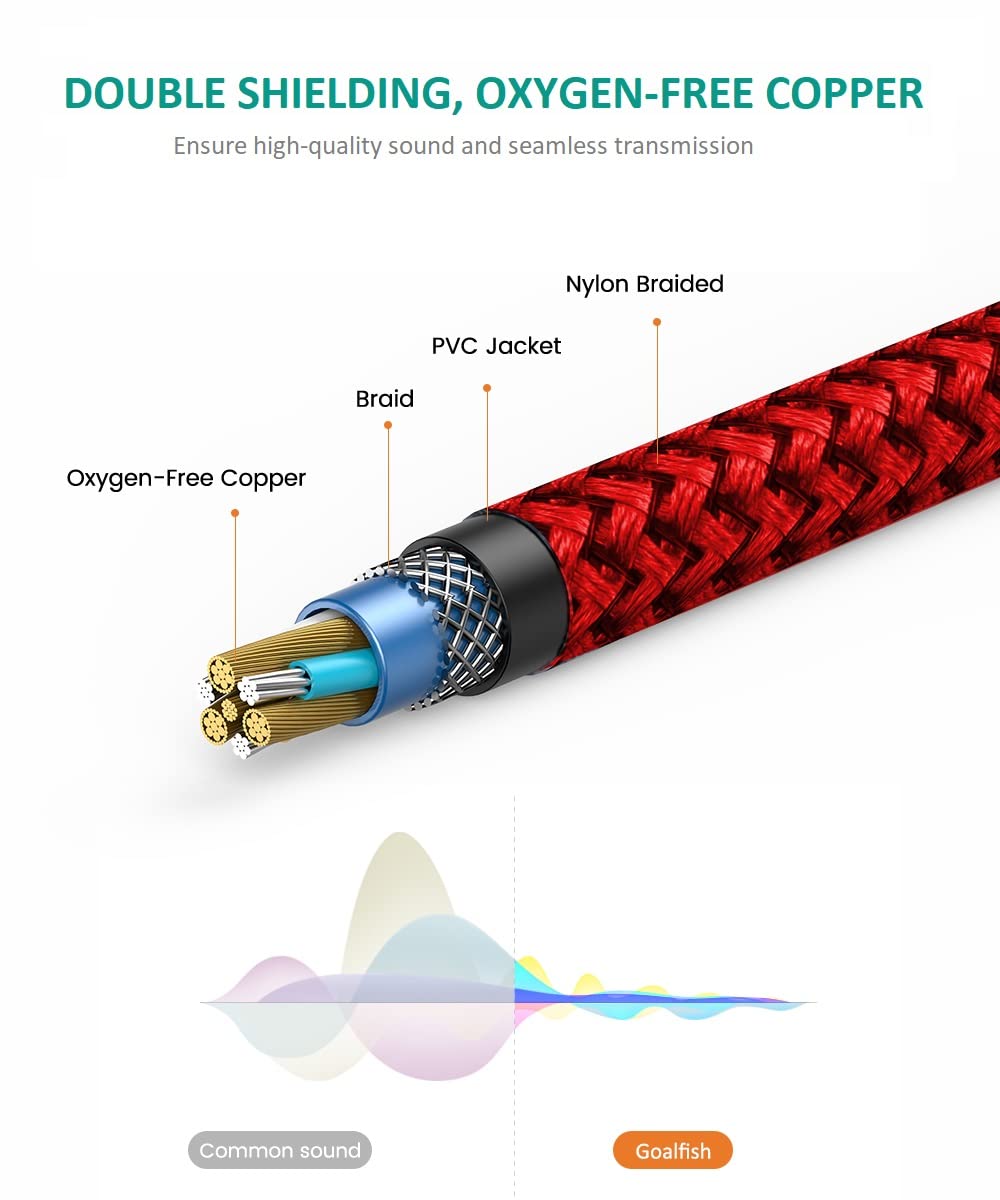 Goalfish RCA Cable, 4FT/1.2M 2-Male to 2-Male RCA Audio Cord Stereo Subwoofer Cable [2Pack, Hi-Fi Sound, Shielded] Auxiliary Cord for Home Theater, HDTV, Amplifiers, Hi-Fi Systems, Speakers,Red