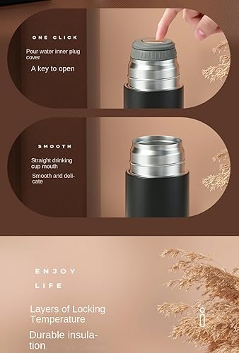 Miniatura 7 de Termoes de acero inoxidable 16.9 fl oz16.9oz botella aislada al vacío con taza para café bebida caliente y botella de agua fría (gris, juego)