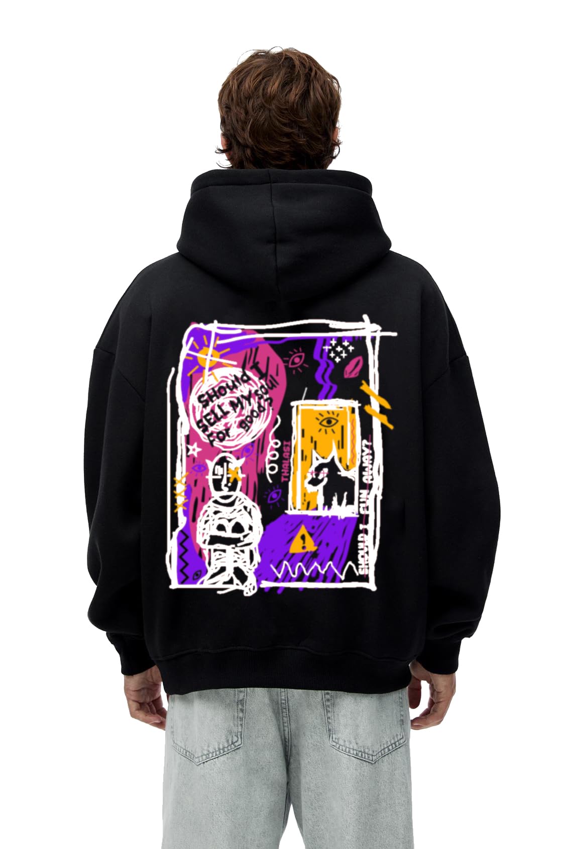 Winter Black Cotton Back Printed Hoodies for Men - Stylish Hoodies for Men with Black Hooded & Branded Hoodies for Men-image-14