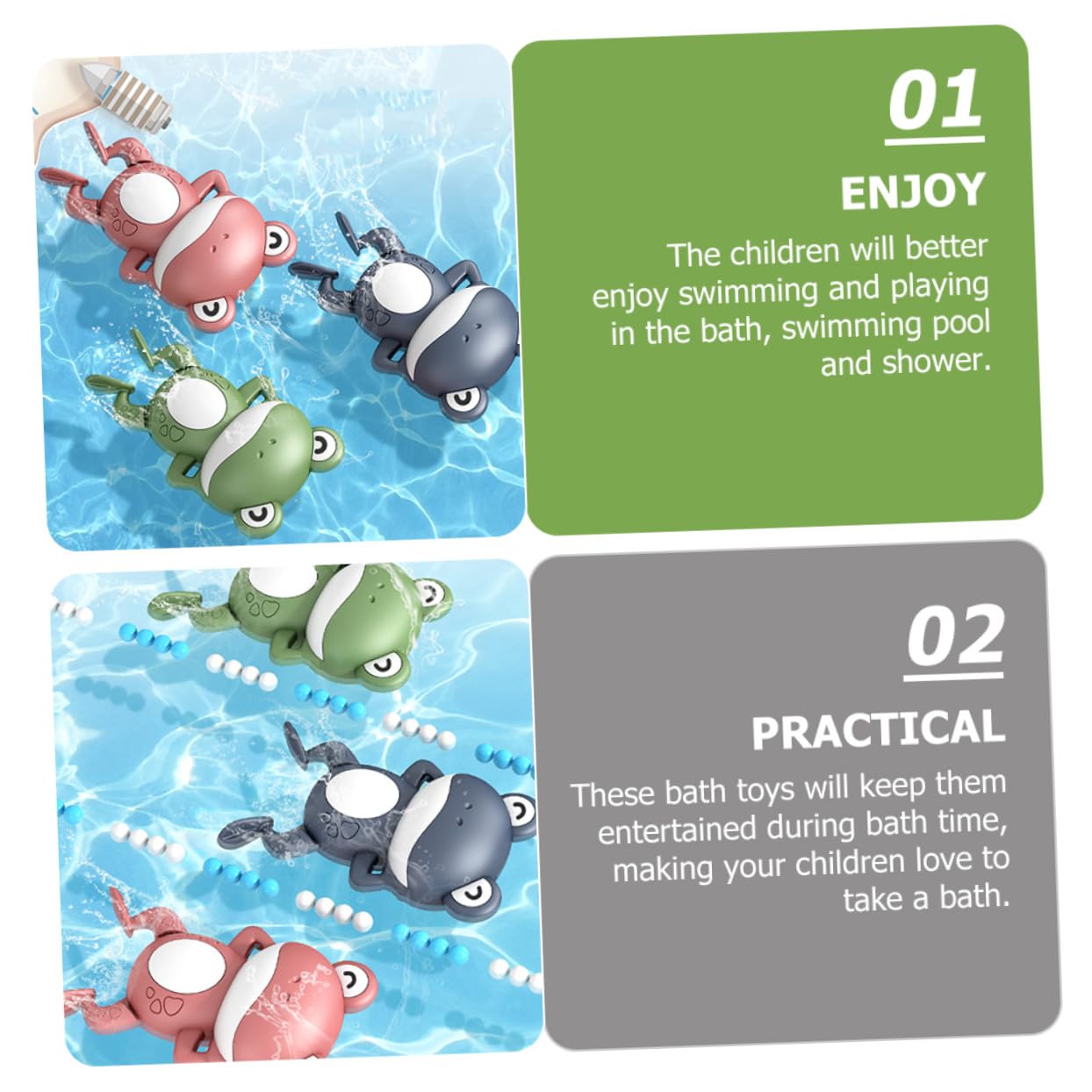 Jouets de Bain Grenouille à Remonter en Plastique, Lot de 3