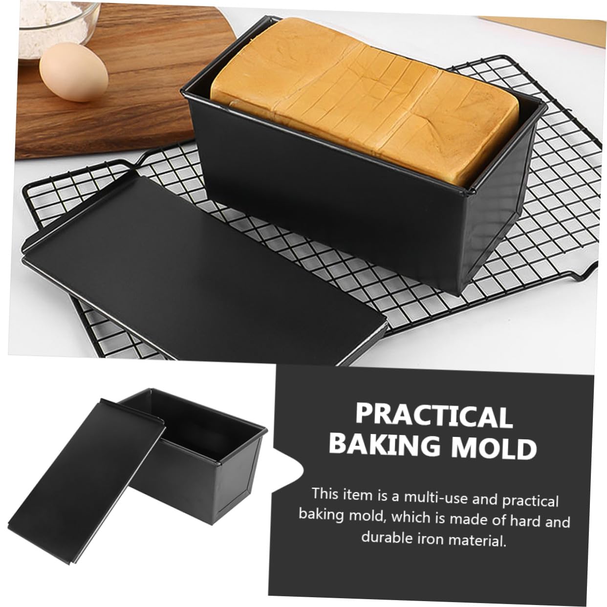 Backform Toastbrotform aus Eisen mit Antihaftbeschichtung und Deckel Ausgezeichnete Wärmeleitung zum Backen im Haushalt für Kuchenbackzubehör