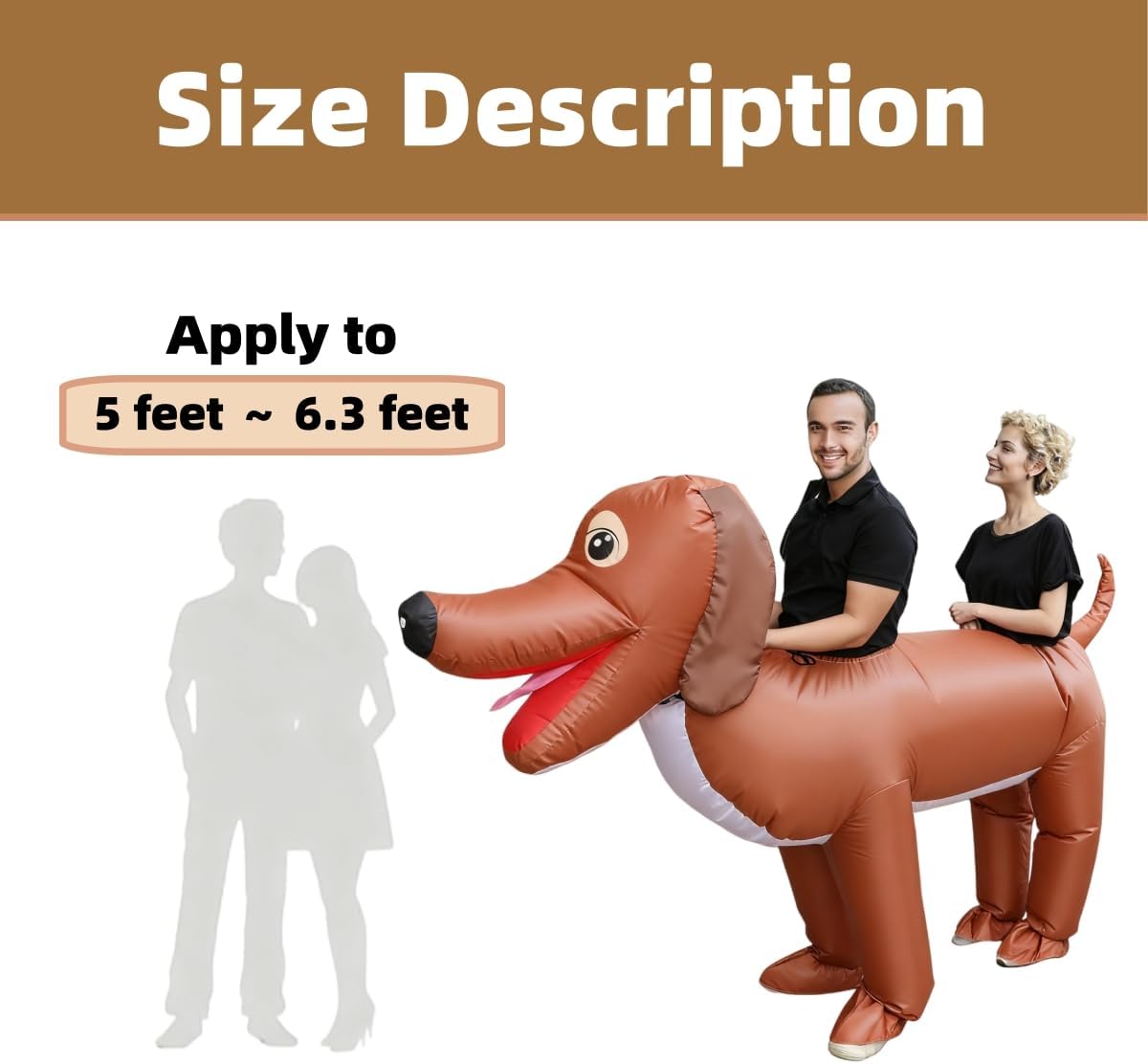 Couple Inflatable Dachshund Costume for Adult 2 People Ride On Blow Up Funny Dog Costumes for Men Women Halloween Cosplay Valentine's Day - Image 4