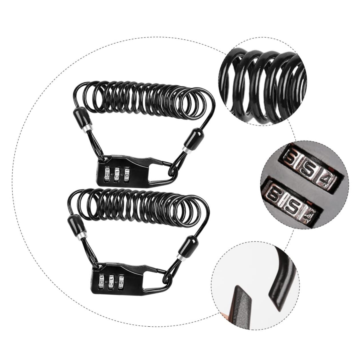 ibasenice 3 Set Lucchetto A Combinazione Con Cavo Per Bici Elettrica Scooter Bicicletta Lucchetto Per Casco Accessori Per Telefono Lucchetto Per Casco Da Cavo Per 2 pezzi*3