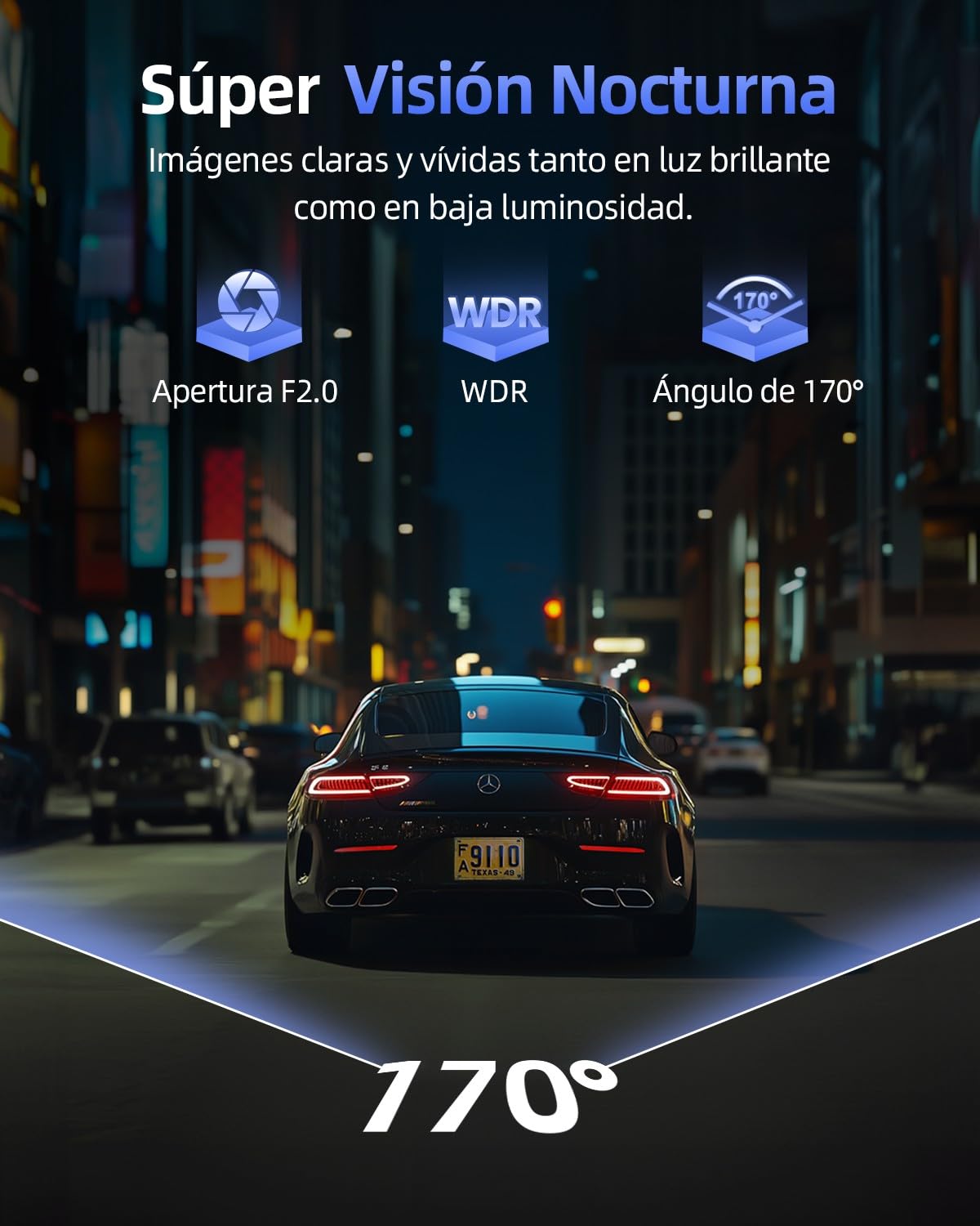 4K+1080P Dash CAM Coche, 5GHz WiFi Dashcam con Tarjeta SD 64GB, Camara Vigilancia Coche con 1,5″Pantalla, 170° Gran Angular, Sensor G,Visión Nocturna,Monitor de Aparcamiento,Grabación en Bucle