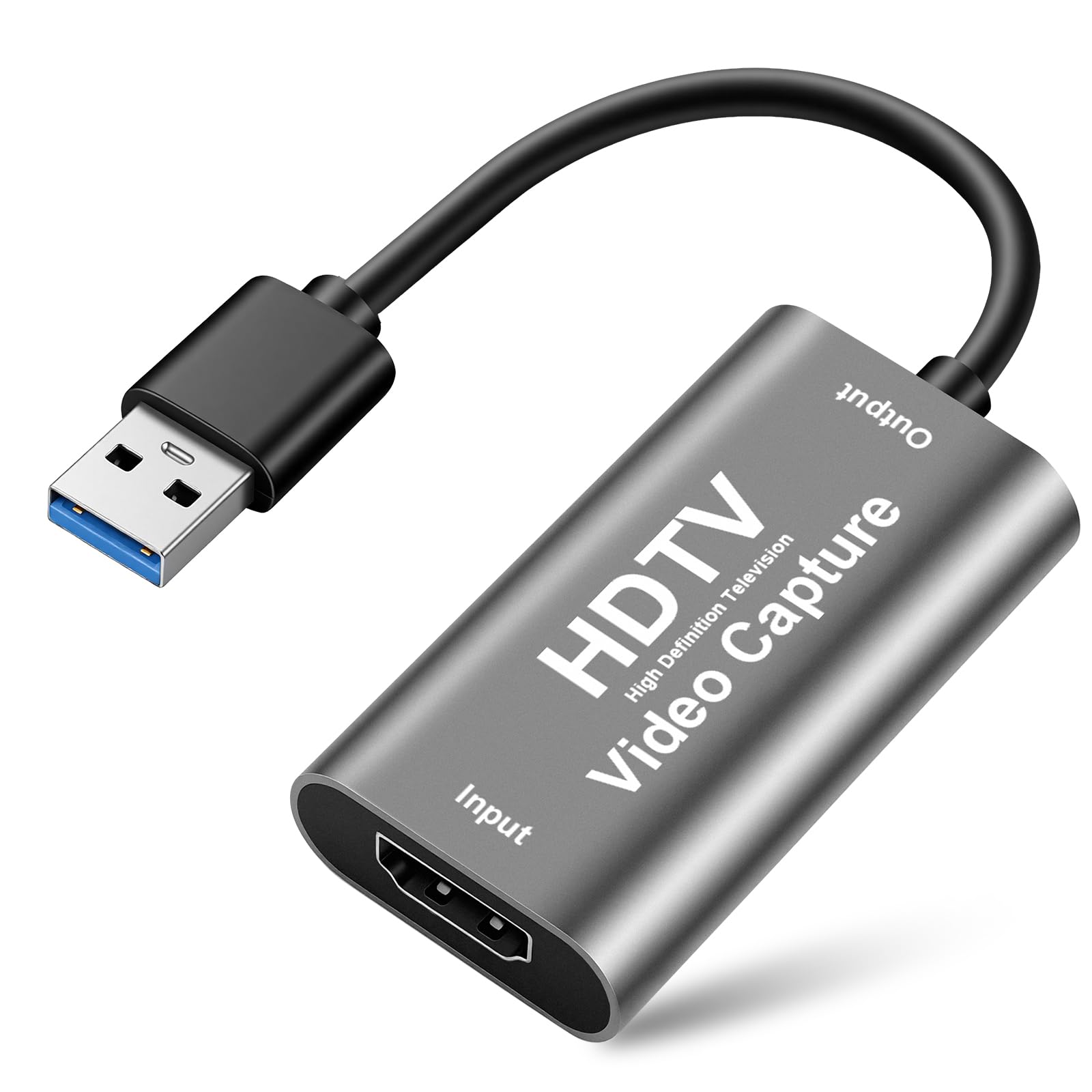 Flintronic Karta do przechwytywania wideo, 4K HDMI na USB Capture Card, wejście 4K30, wyjście 1080p 60FPS, do systemów Windows, MacOS i Linux, kamer, PS4/5, laptopów, komputerów stacjonarnych
