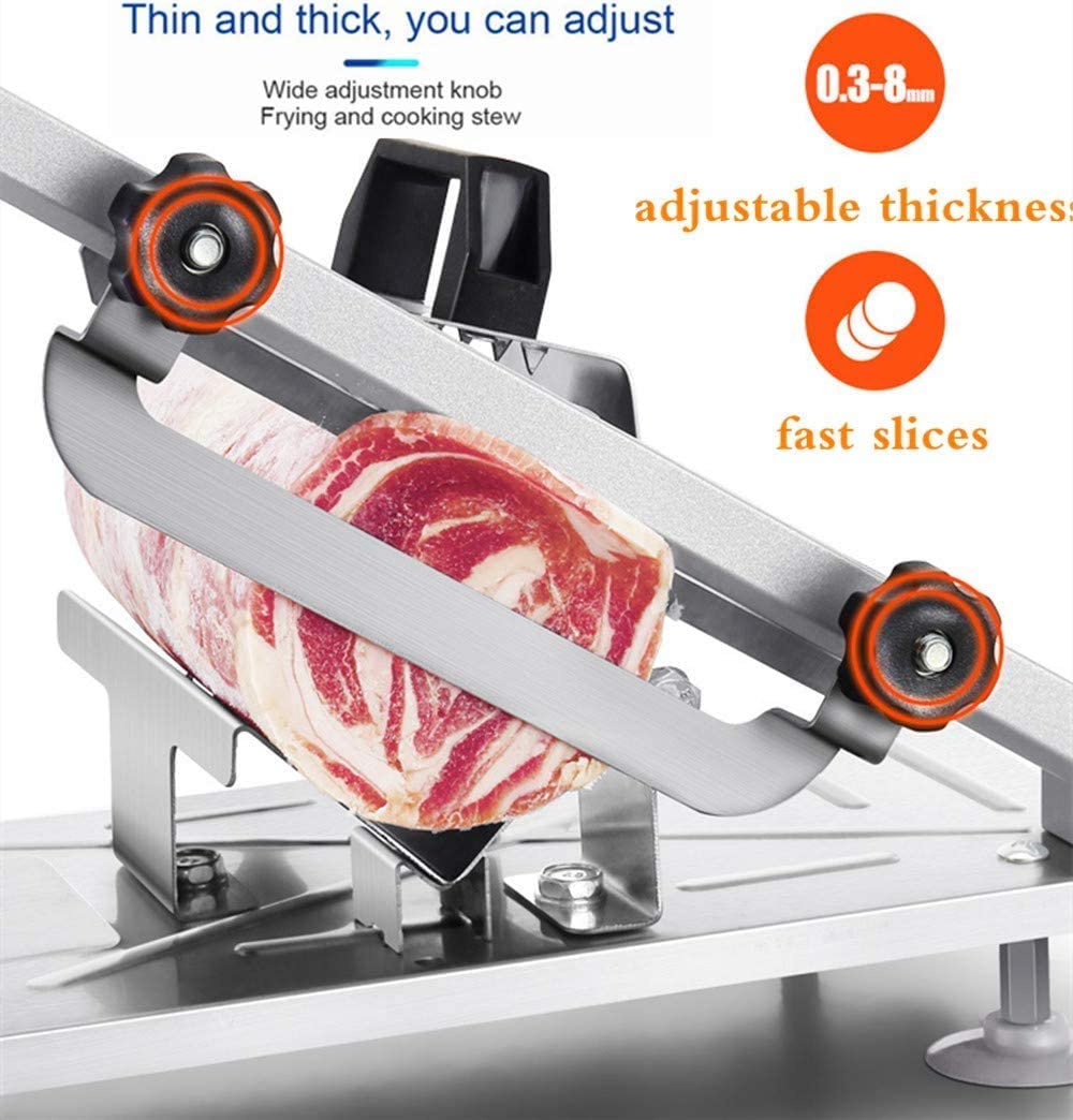 Cortadora de Carne para Uso doméstico o Comercial, cortadora Manual de Carne congelada, Carne de Acero Inoxidable para Uso doméstico y Comercial, Rollo de Cordero, Carne, Queso, co