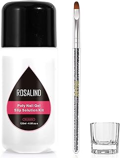 ROSALIND 4oz Slip Solution for Poly Nail Gel 120ml Gel Extension Liquid Solution for Poly Nail Gel Anti-stick Slip Solution, Poly Slip Extension Liquid Solution with Brush and Liquid Cup Easy DIY for Poly Nail Gel