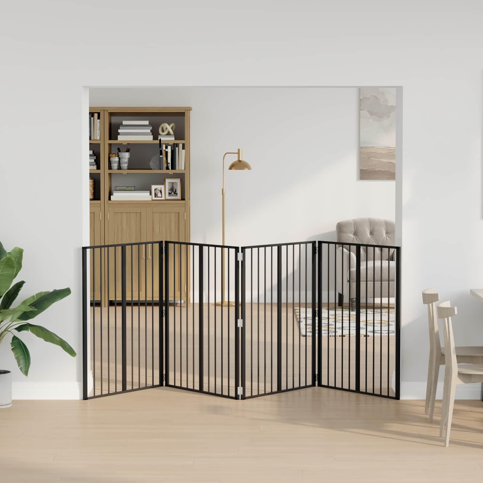 Brama dla psów, 4 sztuki, czarna, 80 x 100 cm, stal ocynkowana, składana, do użytku wewnątrz i na zewnątrz, ze stabilną metalową ramą, idealna jako ochrona, odgroda, kojec dla szczeniaków i