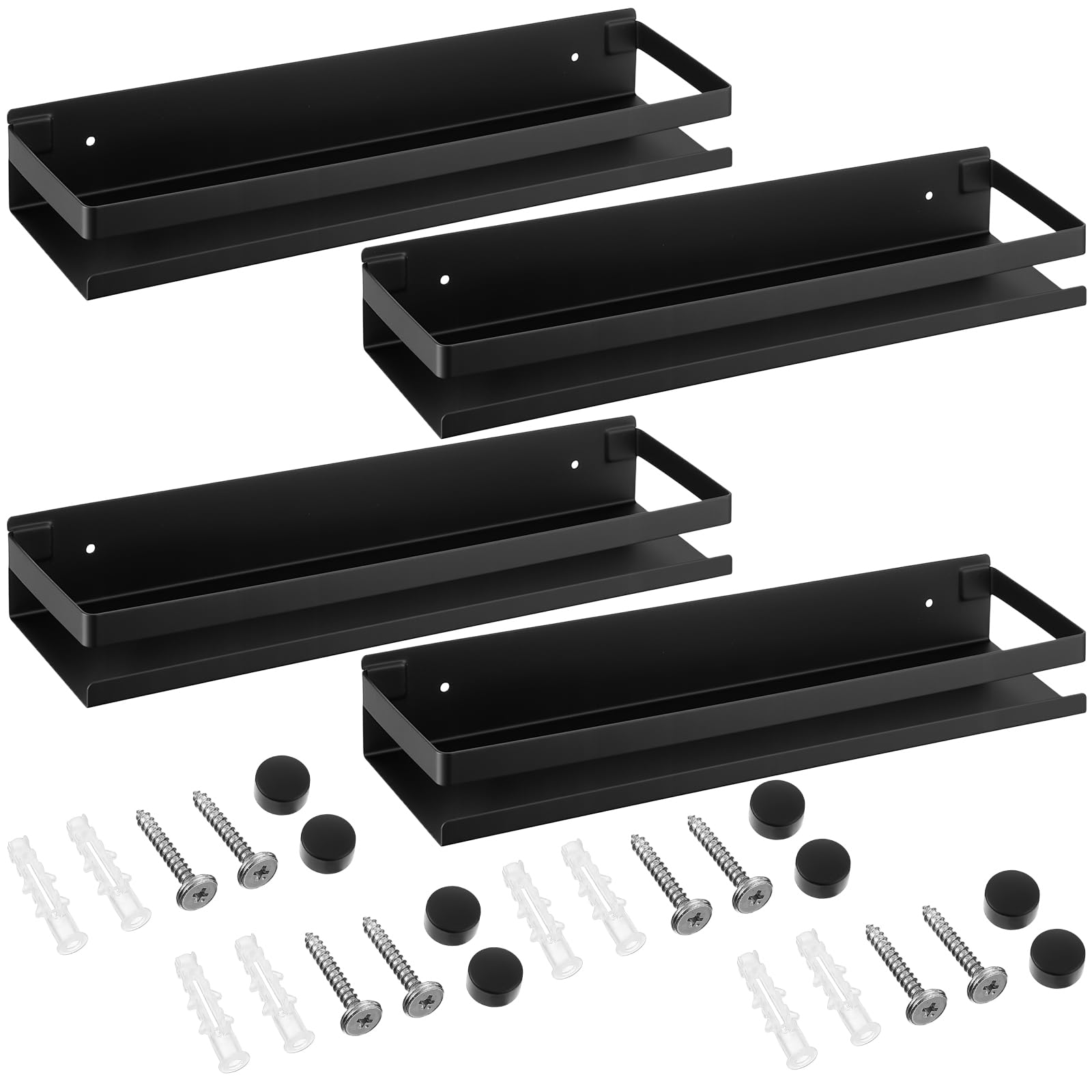 Lallisa 4 Pieces 15.75 Inch Stainless Steel Shelf Bathroom Shower Floating Shelves Wall Mounted Shower Caddy Basket Shelf Storage Organizer Shelves