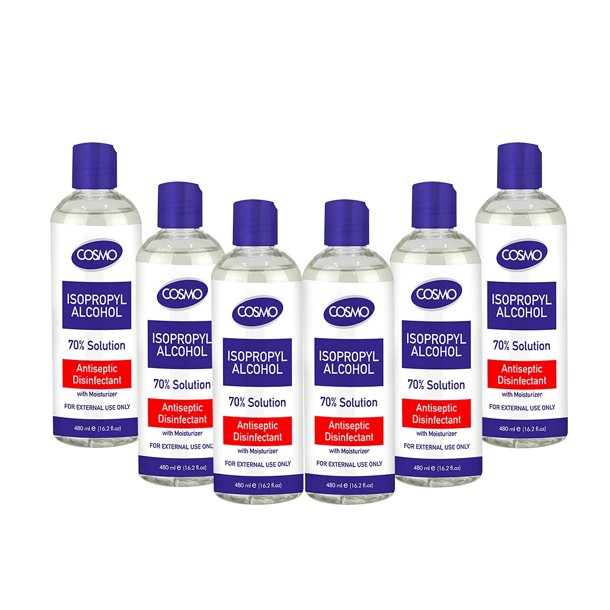 CD COSMO DESIGNSIsopropyl Alcohol 70% Solution Liquid 480ML PACK OF 6, Advanced Formula, Germs Protection, Antiseptic/Disinfectant With Moisturizer