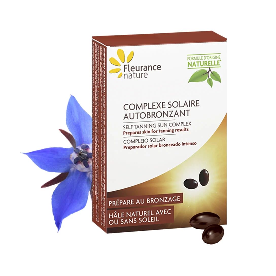 Fleurance Nature - Complexe Solaire Autobronzant Teint Hâlé Lumineux et Préparation Peau - Complément Alimentaire Antioxydant à l'Huile de Bourrache - Format 2 Mois