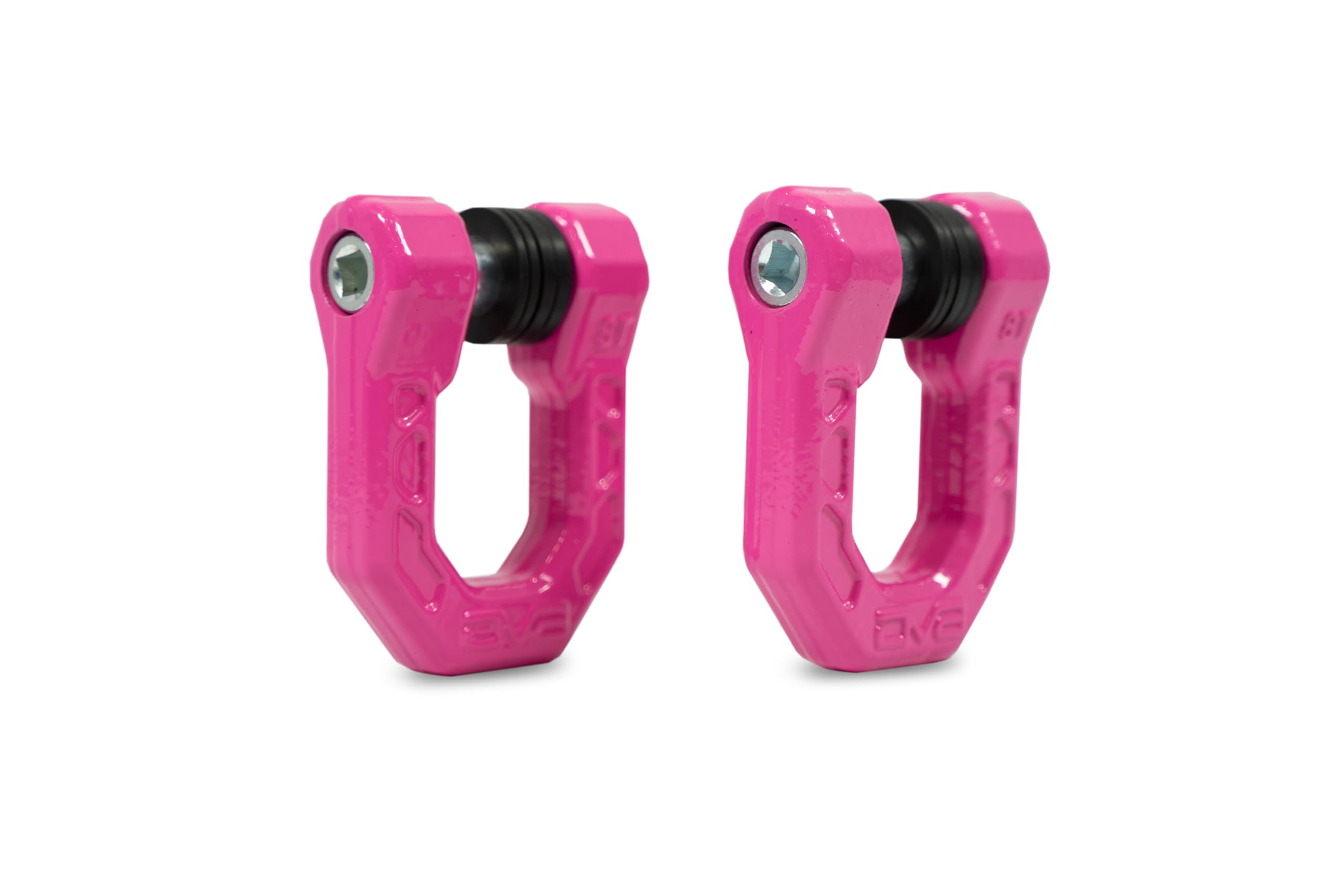 DV8 Elite Series - Grilletes de anillo en D rosa par de 8 toneladas límite de carga de trabajo | 0.12 pulgadas y (4) aisladores de 0.2 pulgadas incluidos, anillo en D de acero forjado de 1 y 0.08 pulgadas de grosor