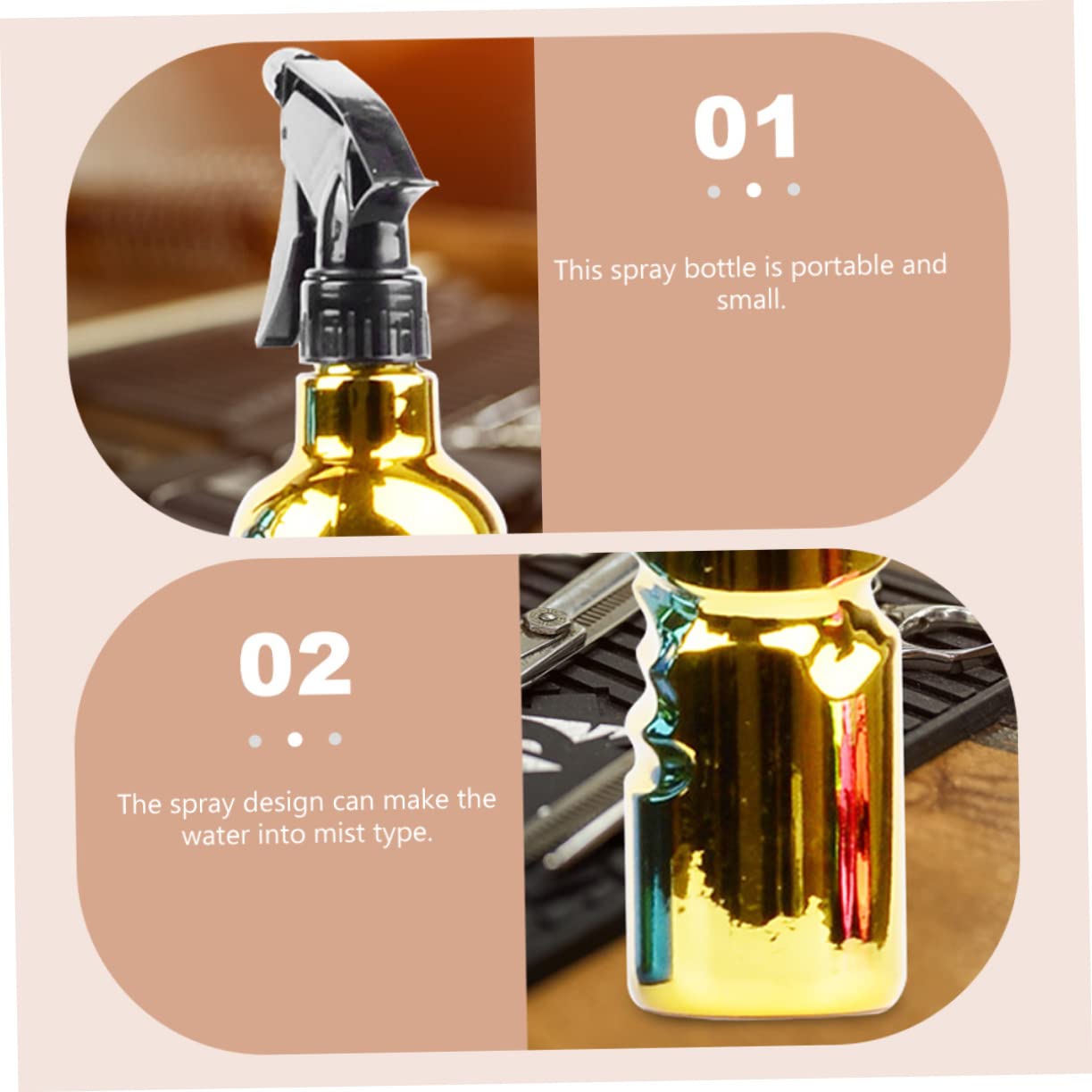 minkissy 5pezzi Spray Bottle Professionale Per Parrucchieri Nebulizzatore Retro Inossidabile Per Saloni Di Bellezza e Uso Domestico Design Ergonomico e Resistente