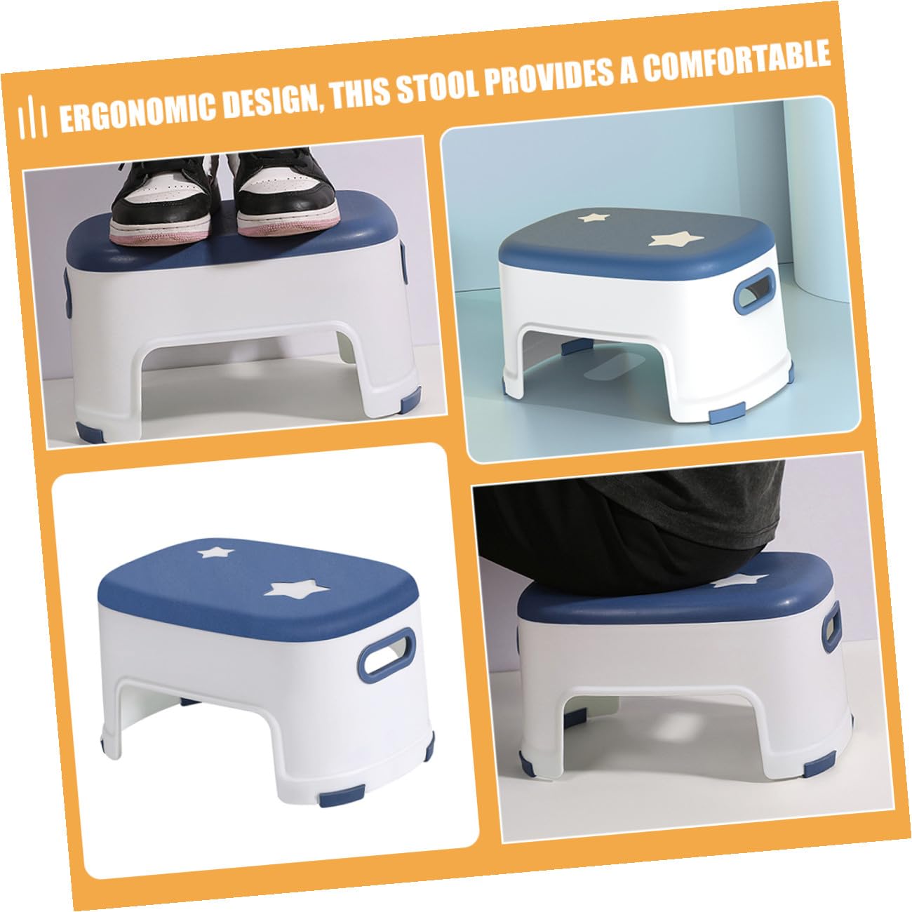 ORFOFE Ergonomischer Tritthocker für Badezimmer mit Rutschfester Unterseite Vielseitiger Sitz Trittstuhl Belastbar und Sicher für Erwachsene für Toilette und Schlafzimmer