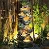 58Inch Outdoor Garden Water Fountain 6 Tiers Large Cascading Rock Natural Waterfall Fountain Outdoor Fountain with LED Lights for Patio Porch Backyard Home Art Decor