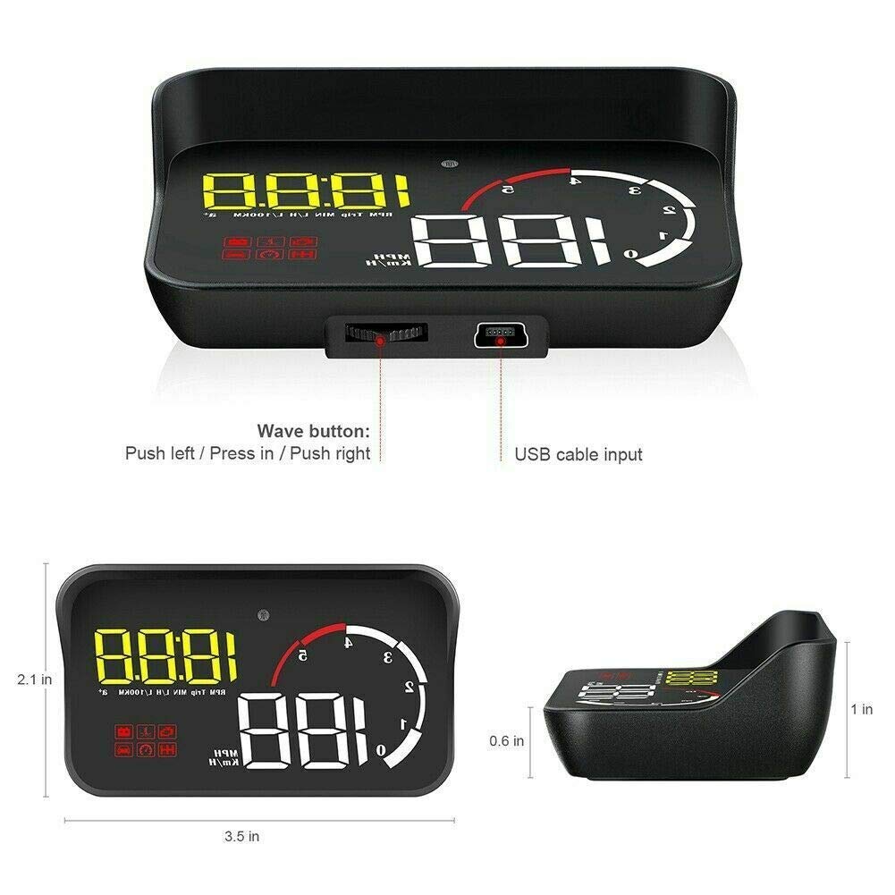 Display HUD per auto, Riloer Car Head Up Display Proiettore Tachimetro digitale con schermo HD da 5,5 pollici, RPM, Tensione, Allarme di velocità eccessiva, Allarme guasto motore, Blu