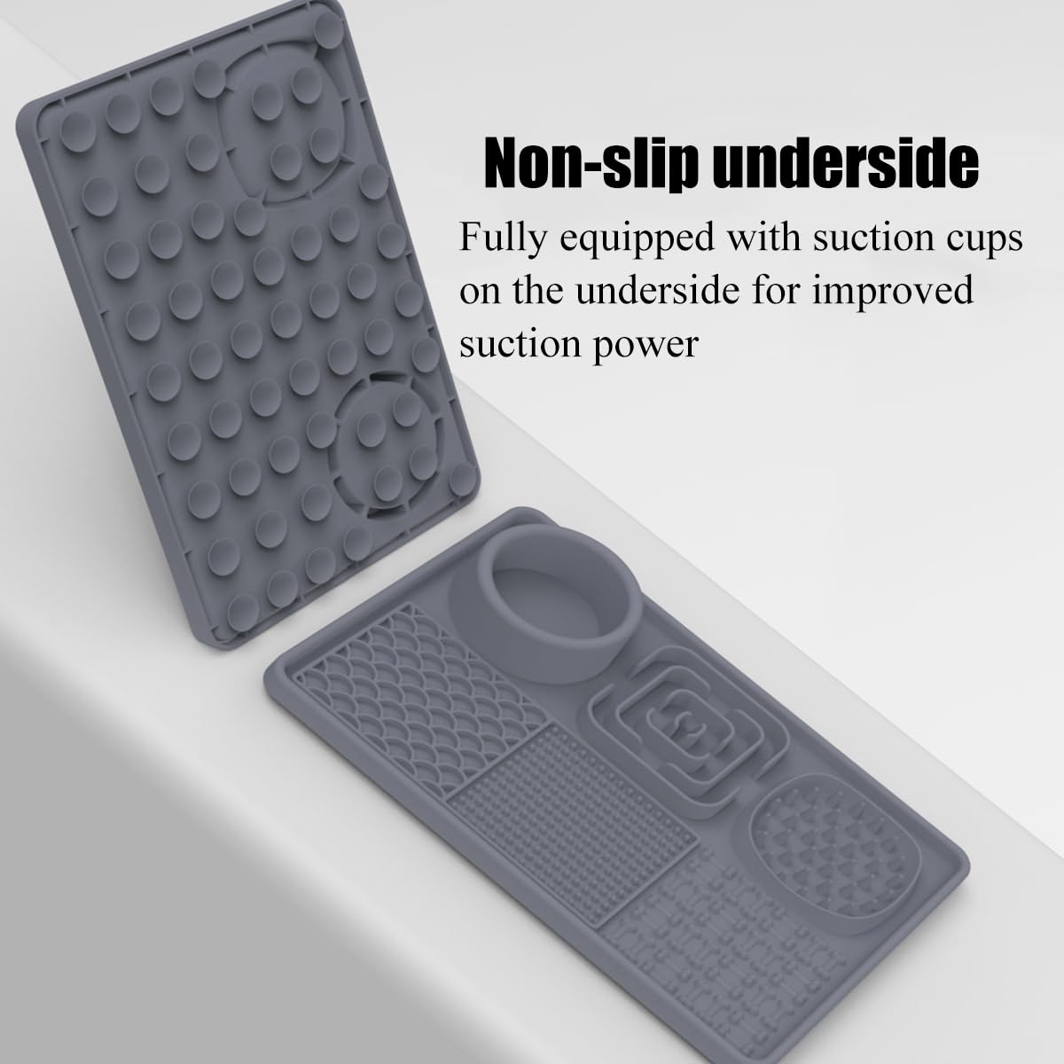 Tappetino da Leccare con Ventose – Accessorio Antistress per Cani e Gatti, Perfetto per Bagno e Addestramento (Rosa + Grigio, Rettangolo + Quadrato 1)