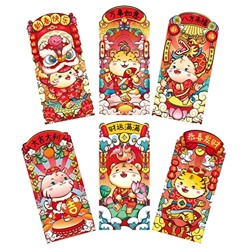 6 unids/bolsa de dinero sobre de colores brillantes de la cubierta de papel de dibujos animados chinos clásicos apretados sobres rojos para el hogar dinero sobre Cover