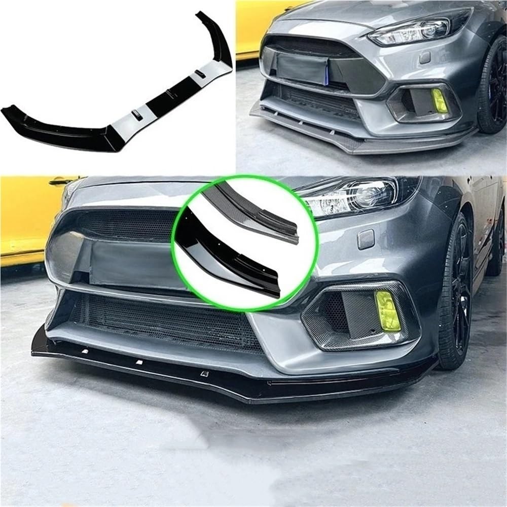 Kompatybilny z Ford Focus RS MK3 2015-2018 przedni zderzak samochodowy Splitter Spoiler dyfuzor straż Body Kit pokrywa Tuning modyfikacja na zewnątrz(Gloss Black)