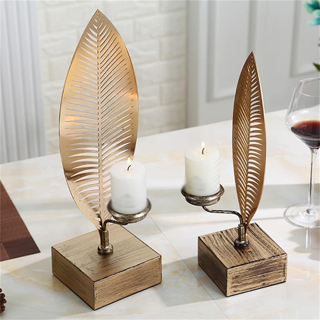 Soft Outfit Retro Candle Table European Style Living Room Porch Decorative Table Metal Ornaments (Color : D, Size : 10 * 38cm) (D 10 * 38cm)