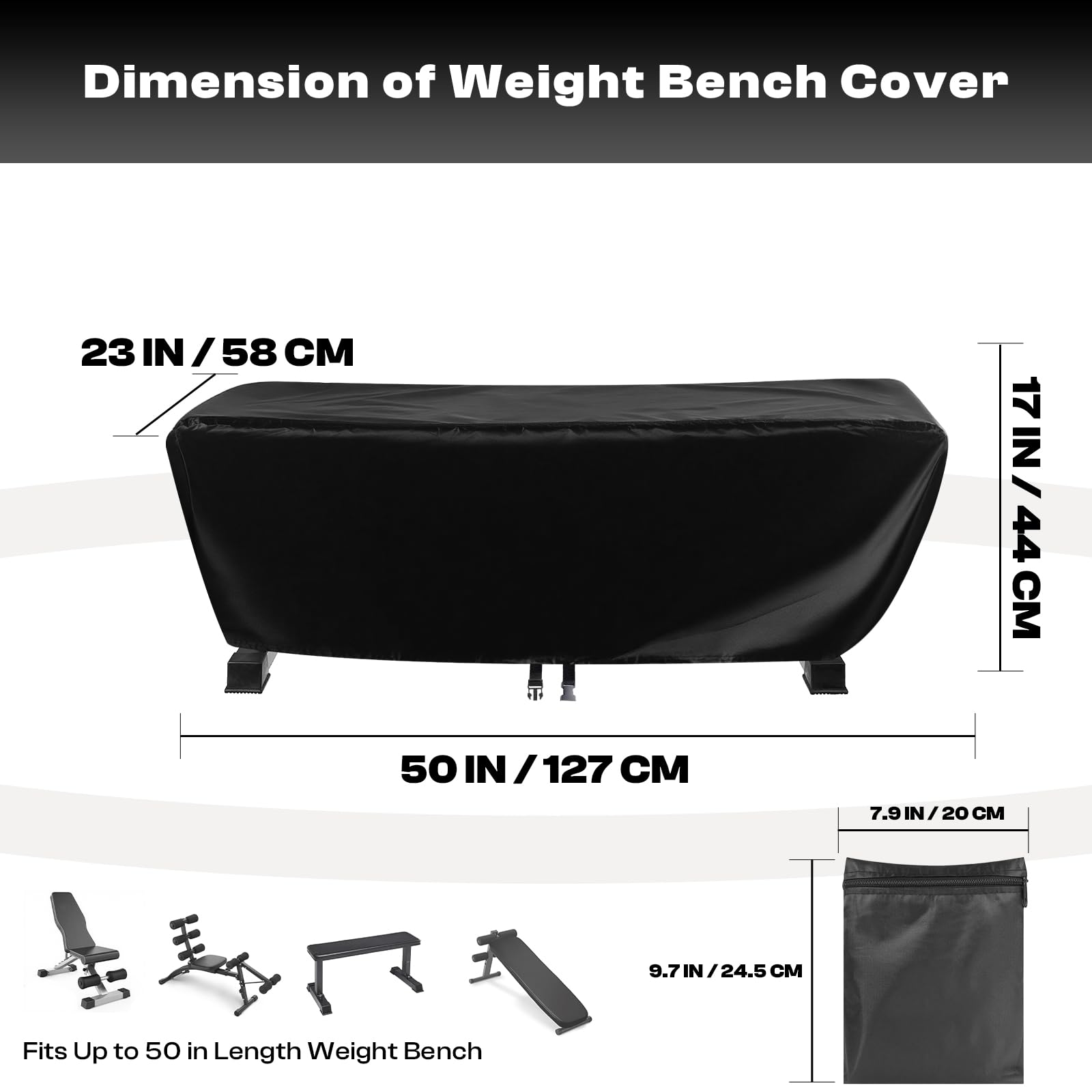 Copertura per panca pesi, resistente tessuto Oxford 420D, impermeabile, per esterni, casa, palestra, all-weater, adatta per panca da sollevamento piatti e attrezzature per il fitness al chiuso