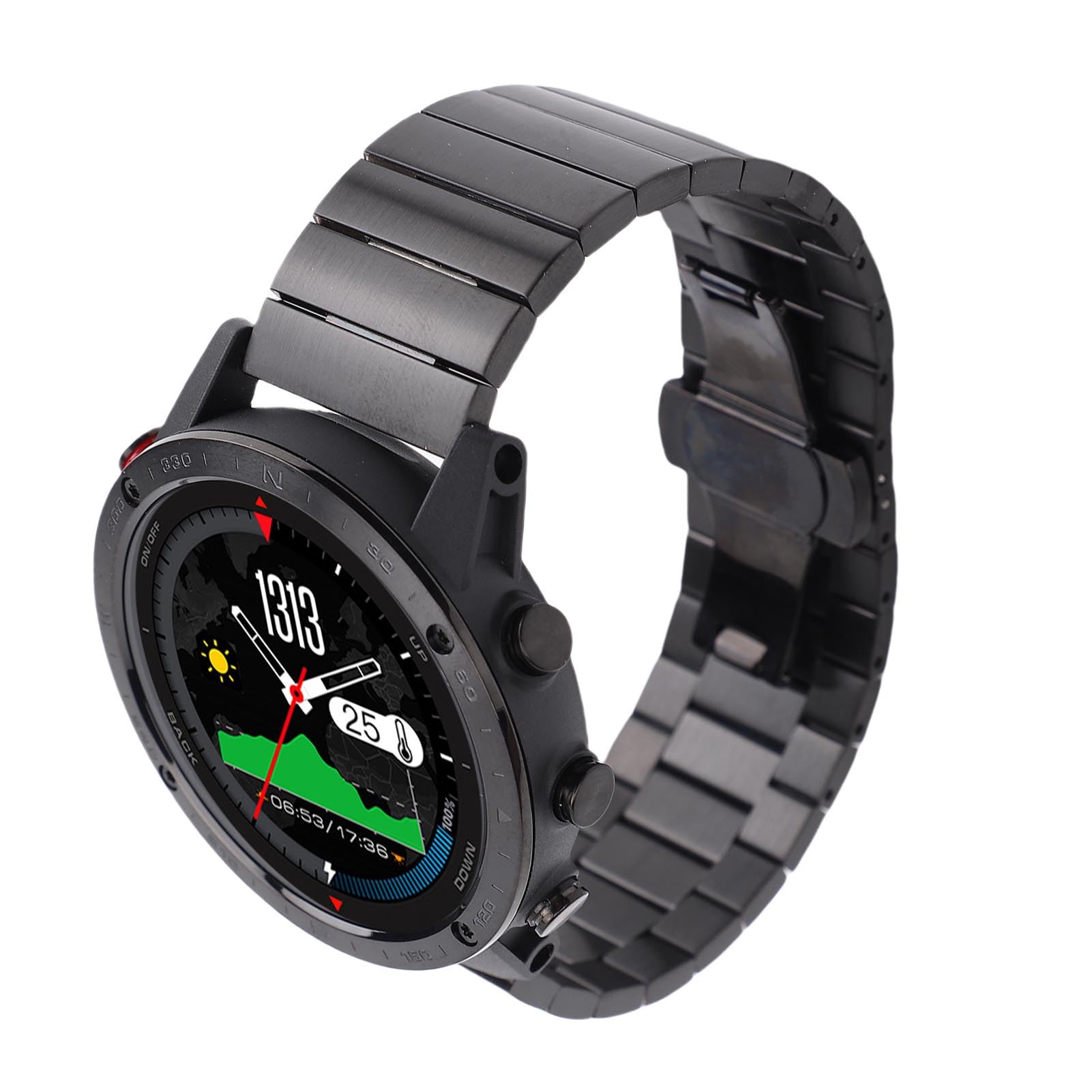 Fitness Tracker da uomo, impermeabile, 3,3 cm, elegante, per immersioni e corsa, con lega Ti e acciaio inossidabile