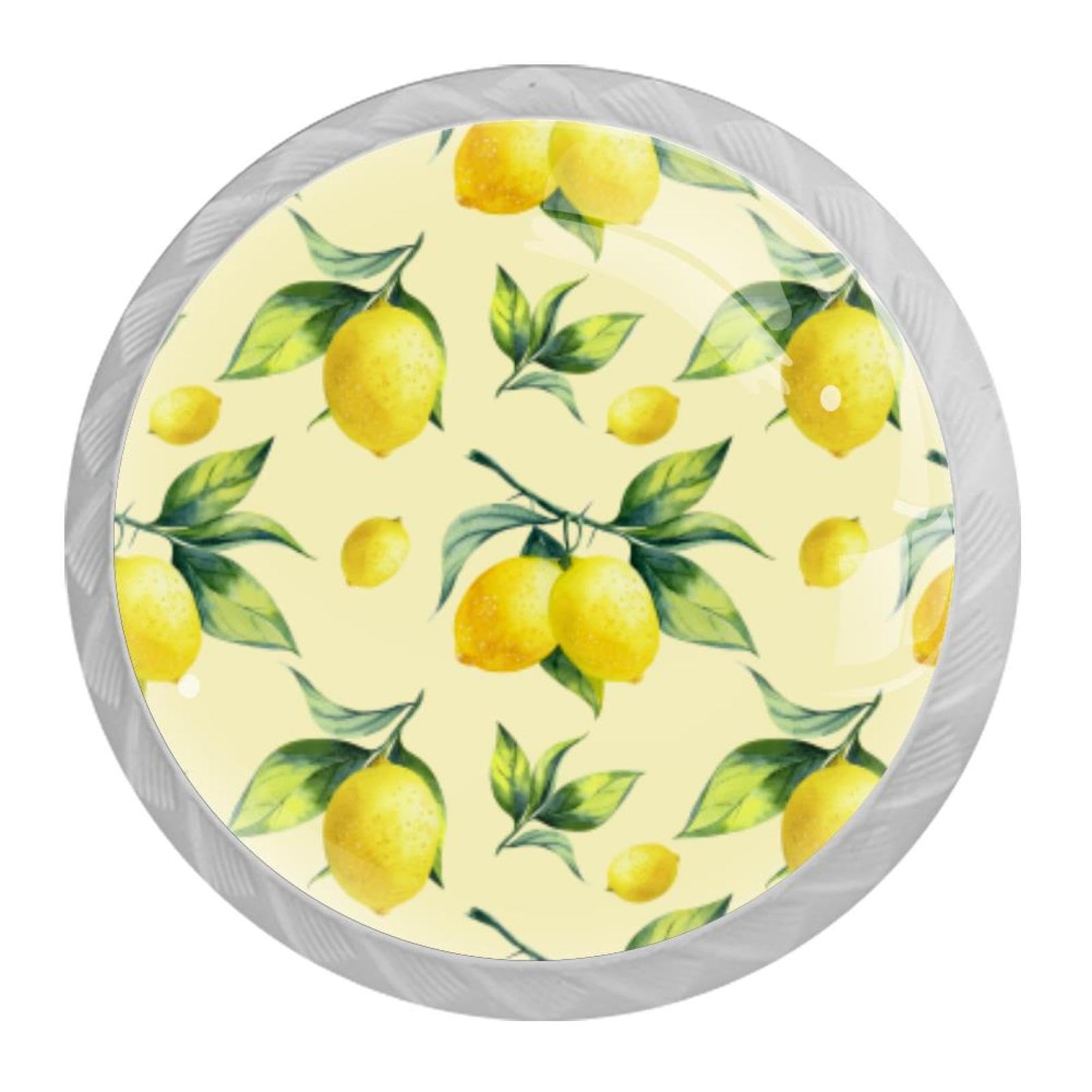 Tqmspg Multi07 4 Pieces Drawer Pulls Lemon Pattern Door Knobs Dresser Handles For Kitchen Wardrobe Cupboard Hardware Furniture