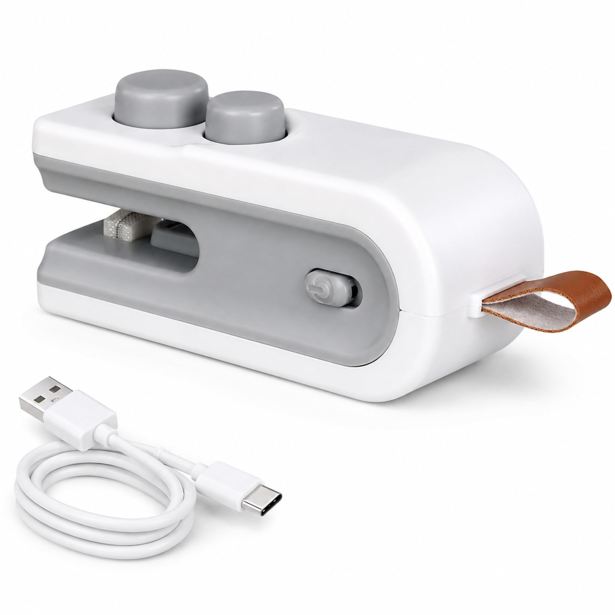 Selladora de Bolsas Plásticas Portátil, Sellador de Bolsas de Plástico 2 en 1 Recargable por USB-C, Máquina Selladora Térmica para Bocadillos y Almacenamiento de Alimentos, Compacta y Eficiente