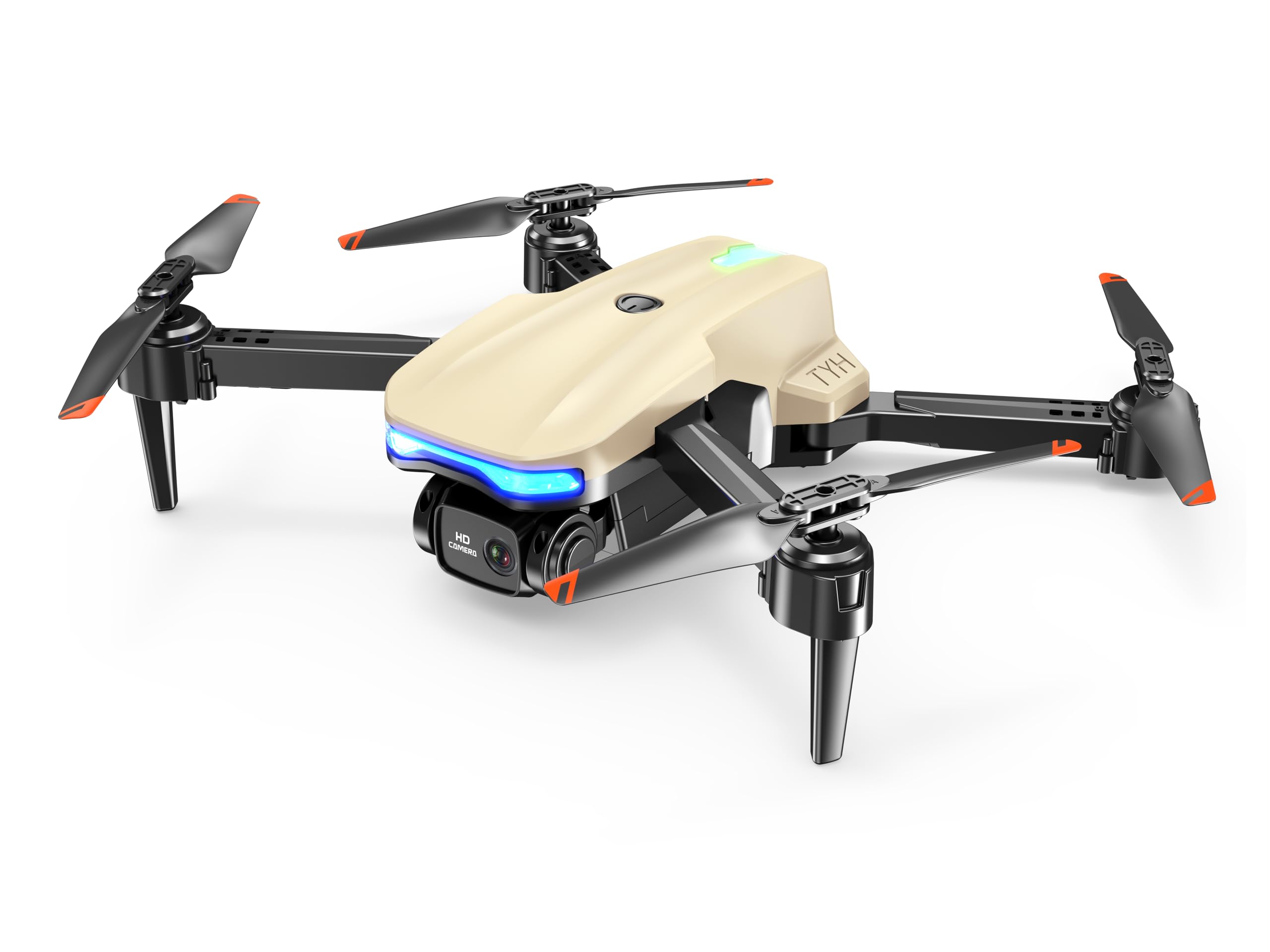 Drohne mit HD 1080P-Kamera – Ferngesteuerter Quadrocopter mit Headless-Modus, Höhenhaltung, 3D-Stunt-Flip und Flugbahnplanung, ideales Geschenkspielzeug für Jungen, Mädchen und Anfänger-Beige Creme