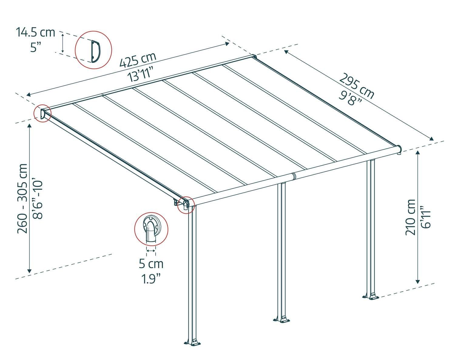 Canopia by Palram Pergola Olympia 12.8 m² en Aluminium Et Polycarbonate, Moderne & Élégante, pour Couvrir Une Terrasse Toute L’année (Blanc)