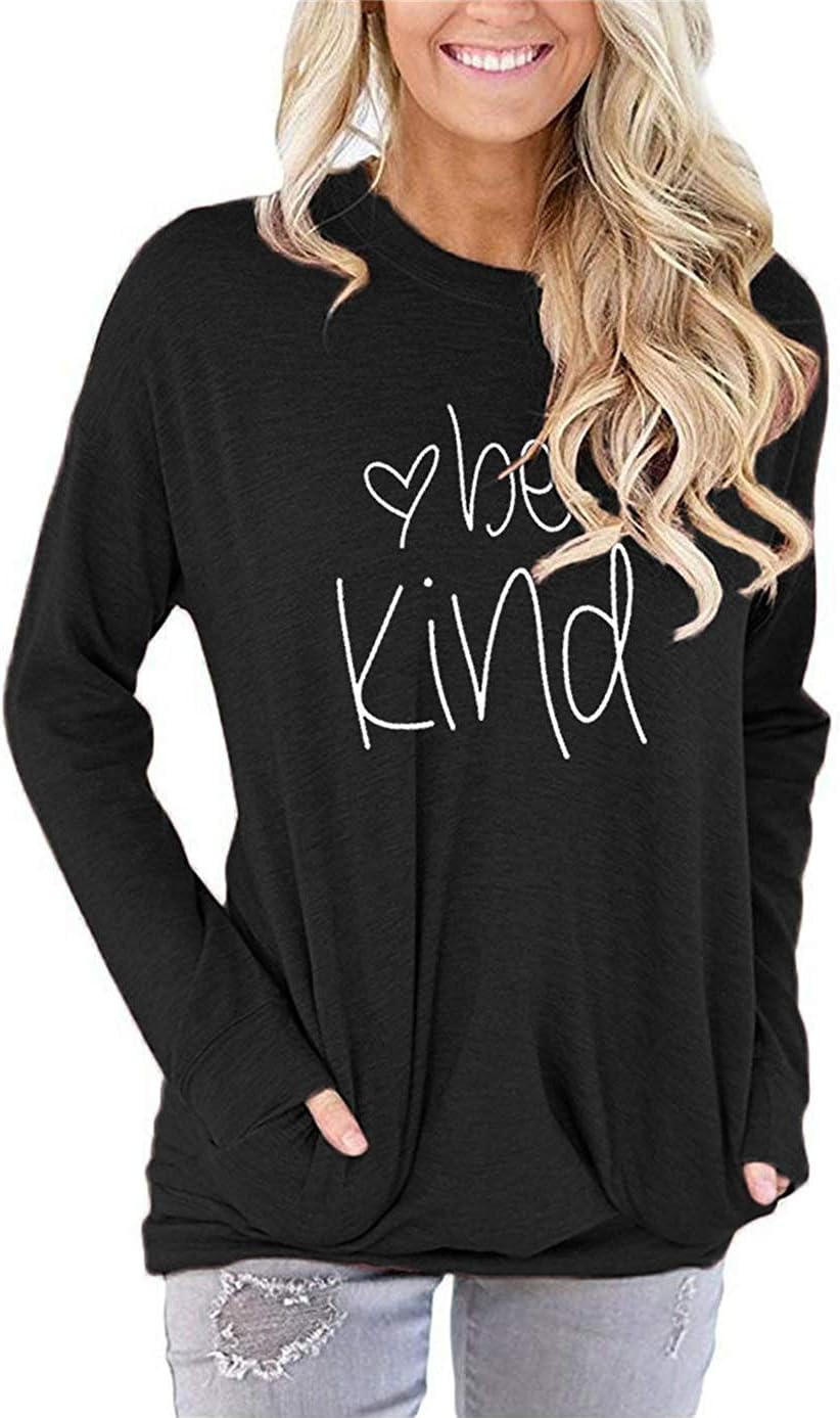 Mom’s care Womens Crewneck Sweatshirt Casual Cute Long Sleeve Loose Fitting Fall Tops T Shirt with Pockets