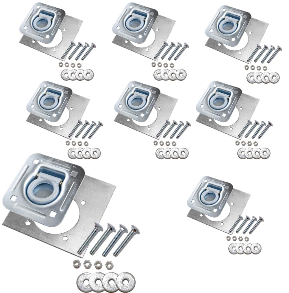 D-Ring Recessed 6,000 lb. Tie Down and Backing Plate w/2-1/2 Hardware 8-pack