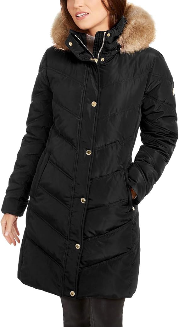 mk long black coat