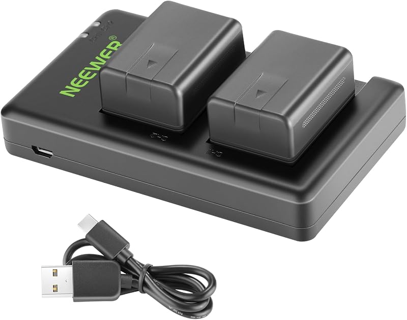 Replacement Battery and Charger Set for VW-VBT190, 2 Pack 1950 mAh Batteries and Dual USB Charger, Compatible with Panasonic HC-V110 V130 V160 V180 HC-V201 V210 V250 HC-V380 HC-V510 V520 V550